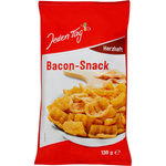 Jeden Tag Bacon Snack confectionery snack featuring crispy bacon pieces in a colorful package, ideal for savory snack lovers.