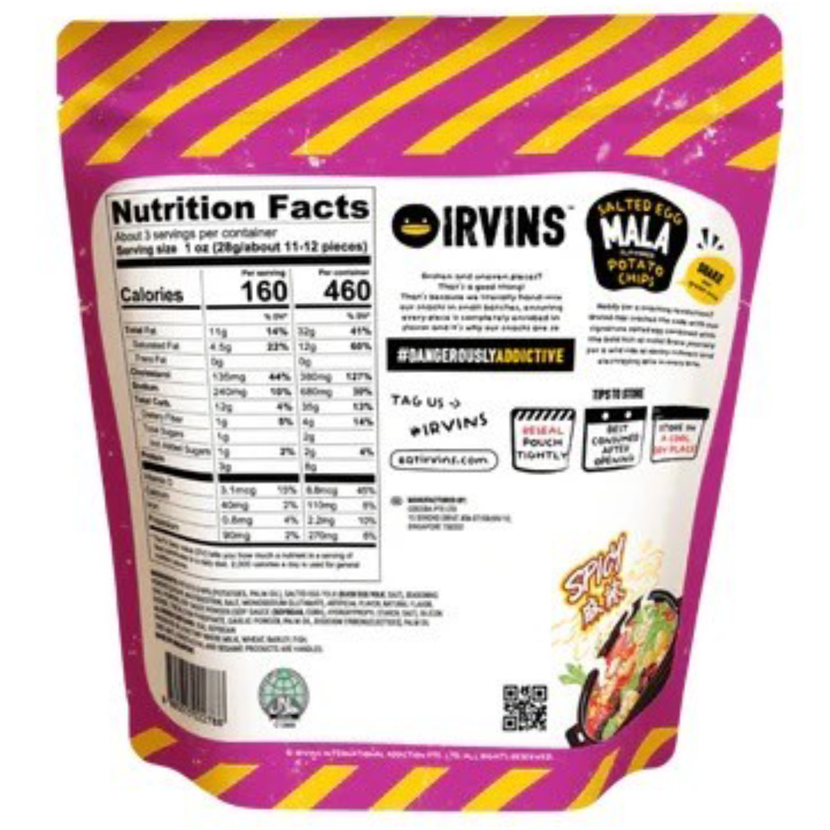 Irvins Spicy Salted Egg Mala Flavoured Potato Chips