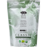 Mivana Organic Roasted Classic Blend Coffee drink in a glass, showcasing rich, dark coffee with a smooth, inviting appearance.