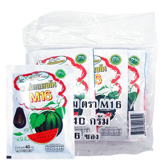 M16 black watermelon seeds in a 40g pack, displayed in a clear image showing the seed texture and packaging.