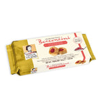 Vicenzi Fiorellini raspberry filling confectionery snacks in a clear jar, showcasing vibrant raspberry filling inside.