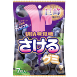 Uha Tearable Grape Gummy Candy, colorful chewy confectionery snack with tearable texture and vibrant purple grape flavor.