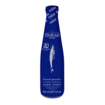 Bottle of Megachef Formula Fish Sauce with Asian-style label, clear glass container showing dark fish sauce inside.