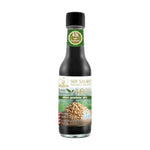 Deksomboon soy sauce less sodium 40% in 250ml bottle, popular dry grocery condiment, dark brown liquid with label.