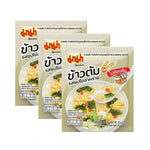 MAMA Mama Rice Porridge Cups with seaweed and egg soup flavor packets, dry grocery product, ready-to-eat instant soup.