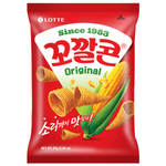 Lotte Corn Snack Original, crispy yellow corn snack in a colorful bag, popular confectionery snack brand.