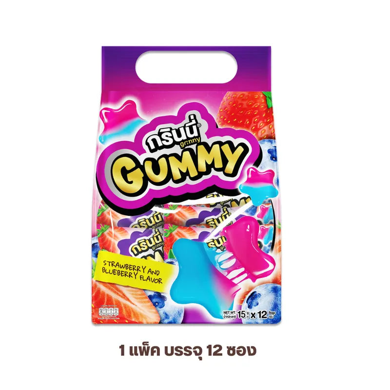 Grinny Pectin Gummy Star Strawberry And Blueberry Flavor 15g x3