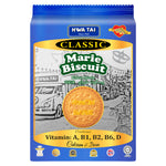 Hwa Tai Maria Biscuit, a package of crispy confectionery snacks with a golden-brown appearance and traditional flavor.