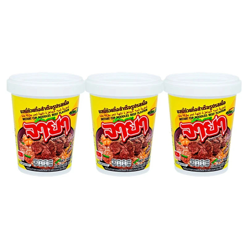 JAYA Noodle Cup Beef Flavor . Pack Of 3 Cups 60g