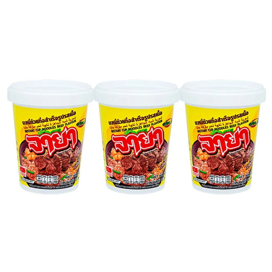 JAYA Noodle Cup Beef Flavor . Pack Of 3 Cups 60g