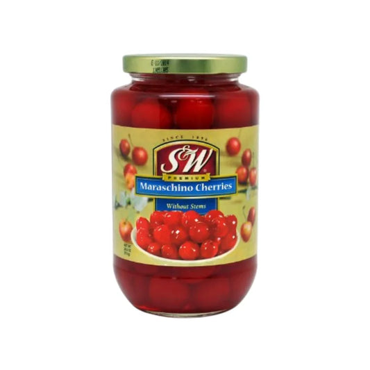 S&W Red Maraschino Cherries W/stem . Red Maraschino Cherries