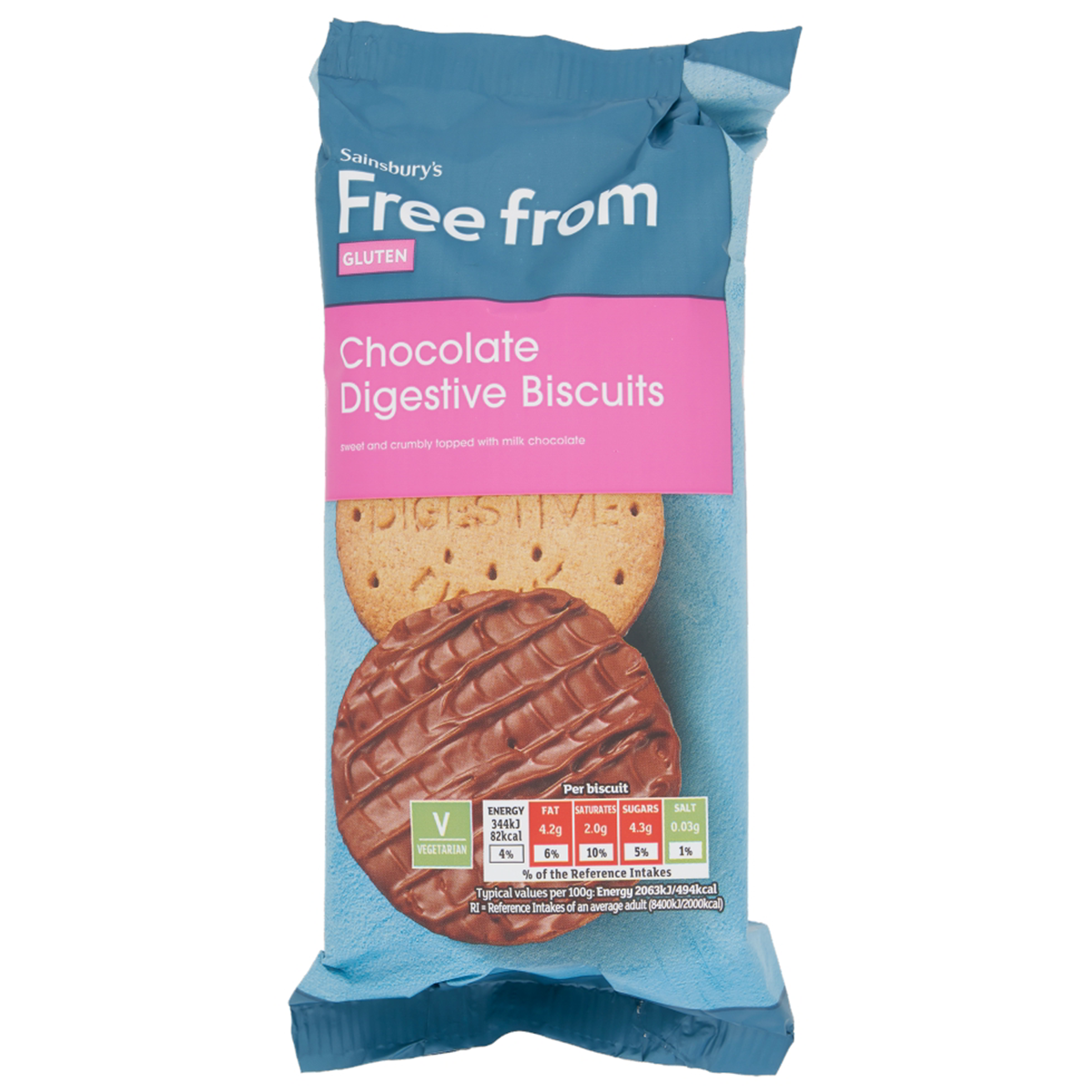 Sainsbury's Free From Chocolate Digestives Biscuits