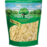 Sliced Heritage Almond confectionery snacks in a clear bowl, showcasing golden almond slices ready to enjoy.
