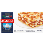 Agnesi Lasagne #87 in a grocery package, showing uncooked lasagna noodles with layered pasta sheets for cooking.
