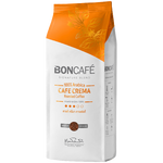 Boncafe Cafe Crema roasted coffee drink in a glass mug, showcasing rich coffee with a creamy froth on top.