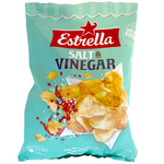 Bag of Estrella Salt & Vinegar Chips, crunchy snack with salted vinegar flavor from Estrella brand.