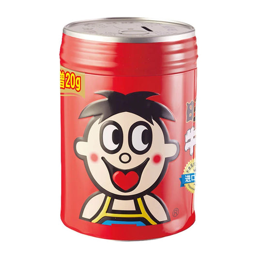 WANTWANT Milk Candy 220g, creamy milk-flavored candies in a transparent package with colorful branding and candies visible inside.