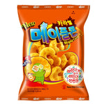 Crown Caramel Corn Maple snack in 74g bag, dry grocery confectionery with caramel-coated popcorn and sweet maple flavor.