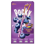Assorted Pocky Crushed Biscuit Stick snacks in 252g package, dry grocery confectionery from POCKY with crunchy biscuit sticks.