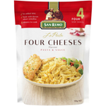 San Remo La Pasta Four Cheese, grocery product, showing a box of four cheese flavored pasta from San Remo brand