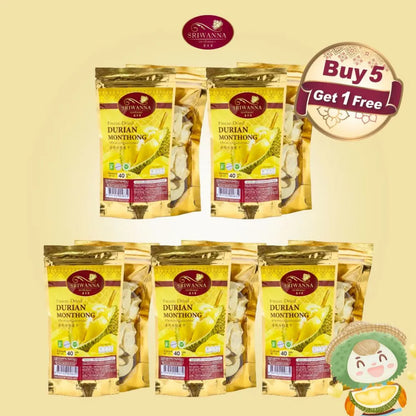Sriwanna Freeze Dried Crispy Durian Monthong Buy 5 Get 1 Free 40g