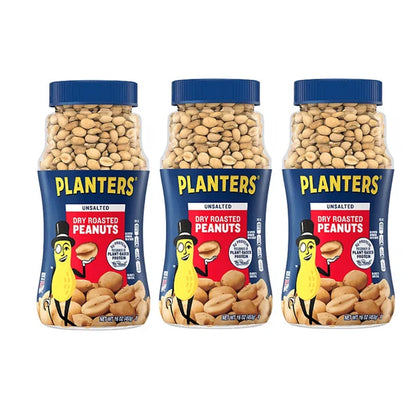 PLANTERS Dry Roasted Unsalted Peanut (made In U.S.A) 453g x3