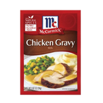 McCormick Chicken Gravy Mix in a packet, used for flavorful homemade chicken gravy in cooking and meal preparation.