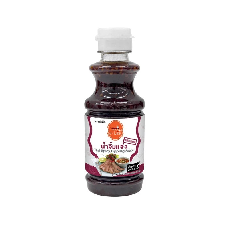 J-LEK Jaew Dipping Sauce in a 240g plastic bottle, with the sauce visible inside and the label on the bottle.