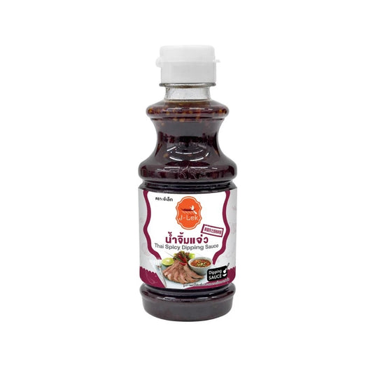 J-LEK Jaew Dipping Sauce in a 240g plastic bottle, with the sauce visible inside and the label on the bottle.