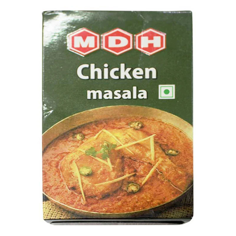 MDH Chicken Curry Masala 100g container with spice blend and label, used for flavorful chicken curry cooking