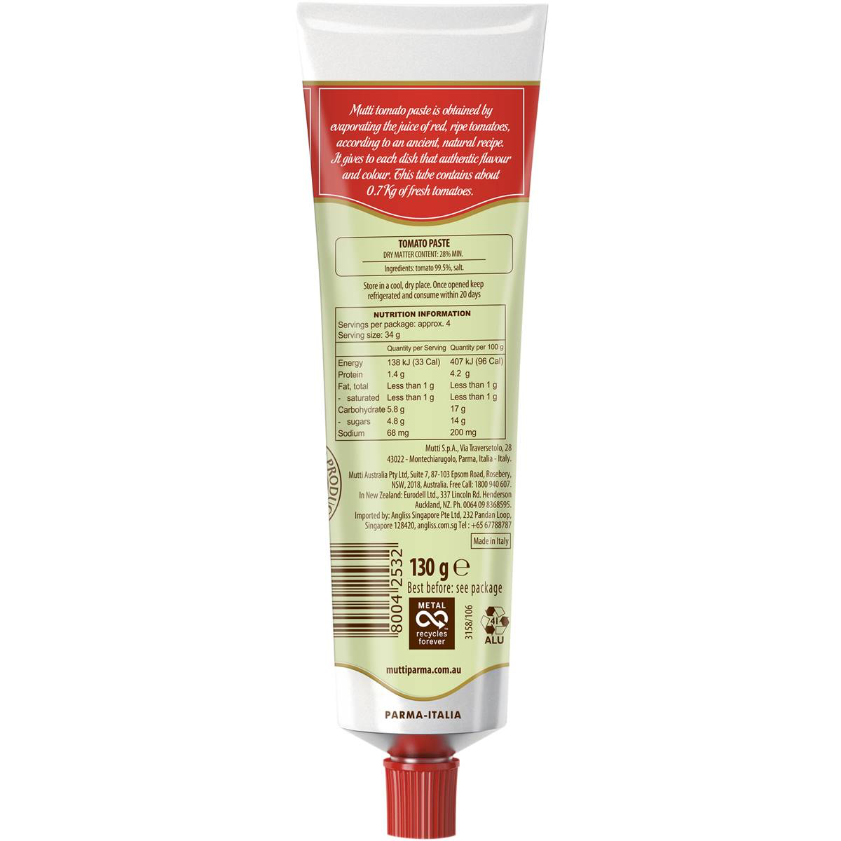 Mutti Double Concentrated Tomato Tube
