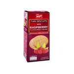 BISSIN Thin Raspberry Flavored Biscuits in 170g pack, dry grocery snack with raspberry flavor and crispy texture.