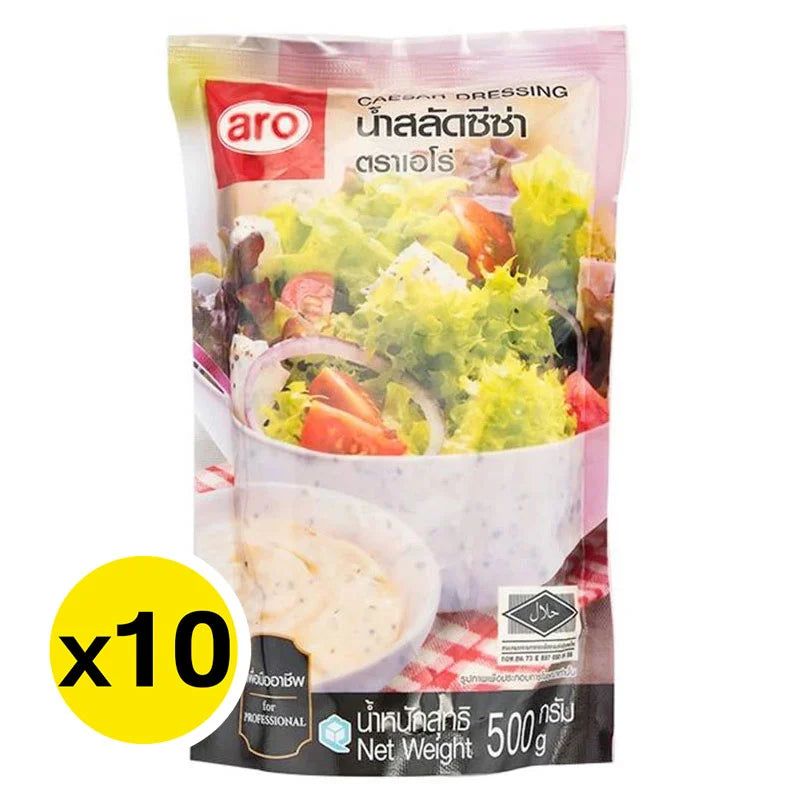 ARO Caesar Dressing 500g bottle, showing creamy texture and label, ideal for salads and dressings.