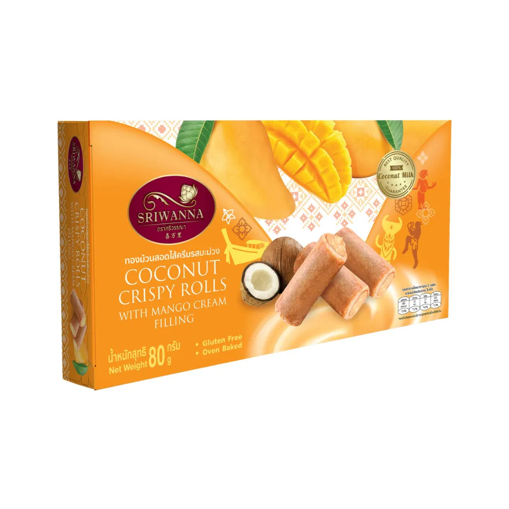 SRIWANNA Coconut Crispy Rolls With Mango Cream Filling . Coconut
