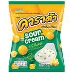 Carada Sour Cream & Cheese confectionery snacks with creamy, cheesy flavor, shown in colorful packaging.
