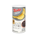 Tasto Signature Home Fried Black Pepper snack in 90g package, crispy dry grocery snack with black pepper flavor.