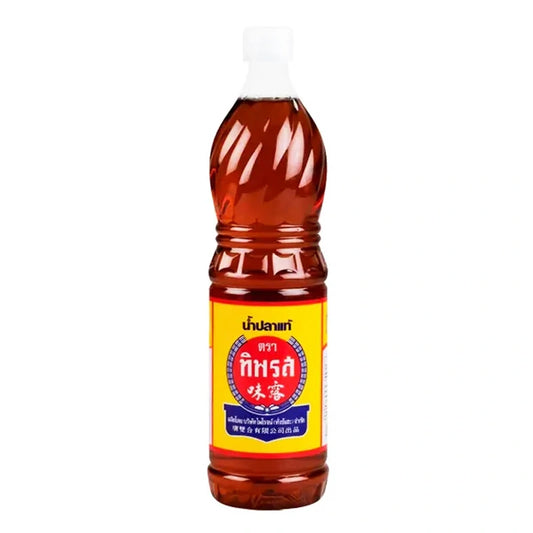 Tiparos Fish Sauce 700 ml bottle featuring clear glass with dark brown liquid, used as a savory condiment in Asian cuisine.