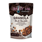 Daily ME Dark Chocolate Granola in 250g package, dry grocery cereal with chocolate and crunchy oats for breakfast or snacks.