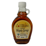 Bottle of Vitranic Organic Maple Syrup with a green label, showcasing the healthy grocery product on a white background.