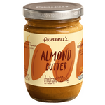 Jar of Paweenee's almond butter with a smooth, creamy texture and label featuring the Paweenee's brand name.