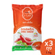 J-Lek Chili Sauce 1 kg bag, three packs, spicy red chili sauce in clear plastic bags, ready for cooking or dipping