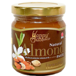 Happy Mate Natural Almond Paste in a jar, showcasing creamy almond spread ideal for baking and cooking.