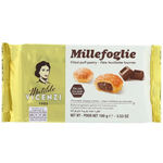 Vicenzi Chocolate Puff Bocconcini, confectionery snack with chocolate-filled puff pastries, shown in a close-up image.