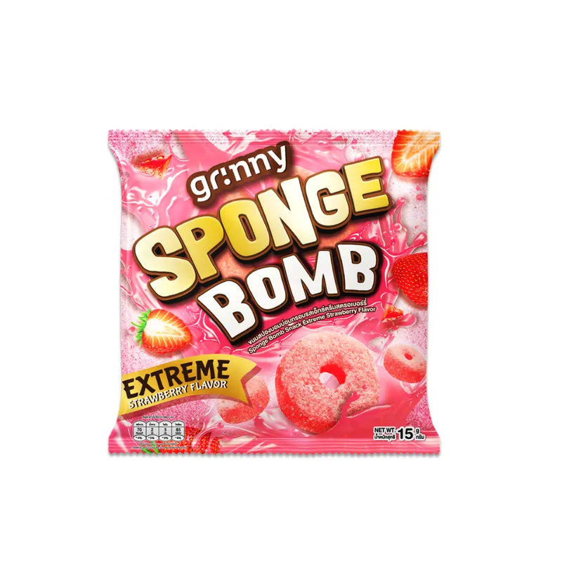 Grinny Sponge Bomb Snack Extreme Strawberry Flavor 15g x12