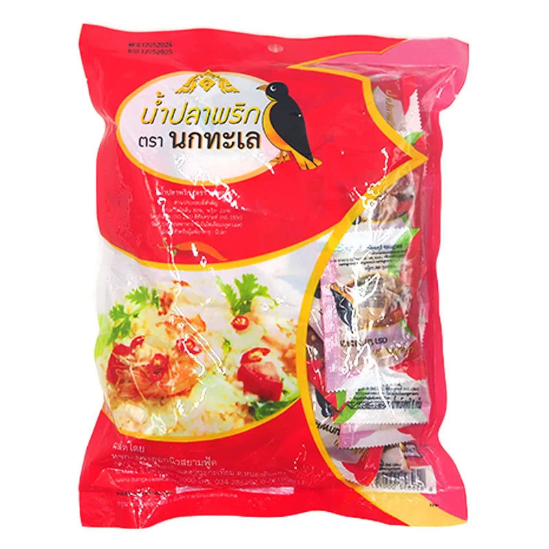 SEA BIRD Fish Sauce sachets, 8g each, with 50 individual packets, showing the packaging and branding on the foil sachets.