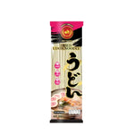 Dry pack of Rabbit Brand Udon Noodles 200g, featuring thick, wheat-based Japanese-style udon noodles in a clear plastic bag.