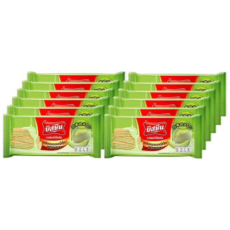 Bissin Wafer Melon Pack Of 12 Sachets 24g