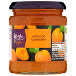 Jar of Sainsbury's Taste The Difference apricot conserve with golden apricots and rich jam texture, perfect for spreading or baking.