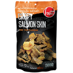 Oyua Crispy Salmon Skin Tomyum Flavour snack, featuring golden crispy salmon skin coated with spicy Tomyum seasoning.