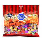 Nezline Nuts Crisp snack, crunchy confectionery with mixed nuts and caramel, in a clear packaging.